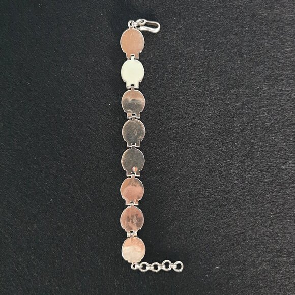 Vintage Mughal Revival 925 Silver Genuine Ruby & Green Crystal Floral Bracelet - Picture 6 of 13